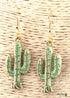 Boho Earrings, RH Dangle Earrings, Green Cactus